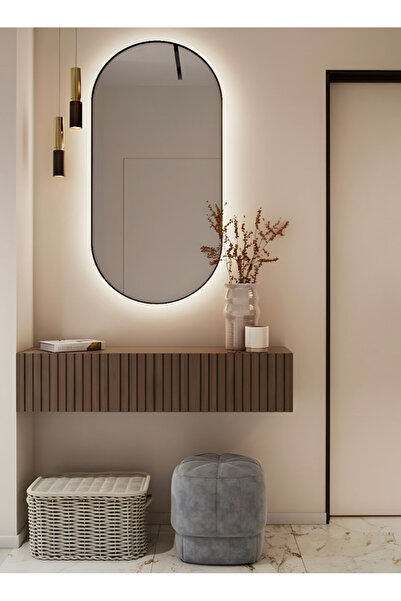 Taimi Wall Mirror 80x60cm-Elegant Design Mirror with 3-Back Light Levels Black Frame-ForMakeup,Enterway