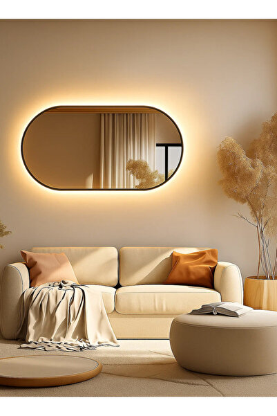 Taimi Wall Mirror 80x60cm-Elegant Design Mirror with 3-Back Light Levels Black Frame-ForMakeup,Enterway