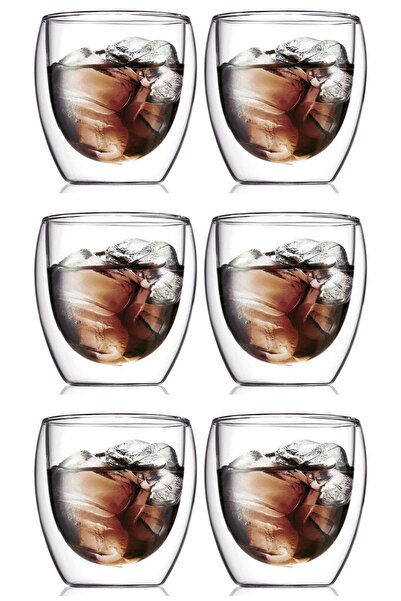 Atlas Mutfak New Design Double Wall Borosilicate 250 ml Transparent Glass Cup...