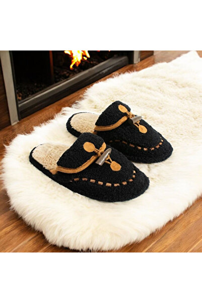 leon Women's Plush Buckle Detailed Indoor Slippers