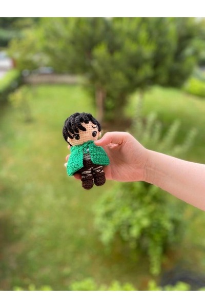 SLECrochet El Yapımı Attack on Titan LEVI ACKERMAN Amigurumi Oyuncak, Anime S...
