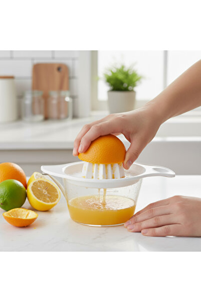 Köken Manual Citrus Juicer, PP Plastic BPA Free, Robust, for Juices, With Collector Bowl and Sieve, Gray