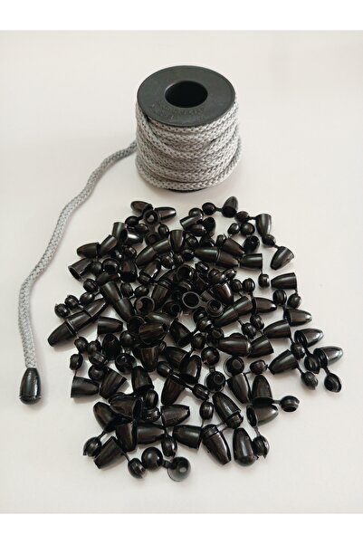 Genel Markalar 10 mt Gri Renk Esnek 6 mm Eşofman Kapüşon Bağcık ipi ve 20 ade...