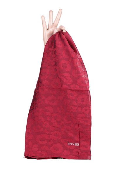 Invee Leopard Shawl Red