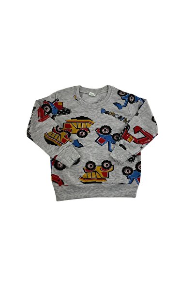 Arya Nisa Kids Boys' Gray Yellow Working Machine Printed 100% Cotton Pajama Set