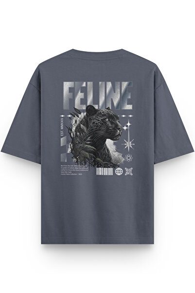 Overoz Μπλουζάκι Feline Leopard Leopard Back με τύπωμα Semi oversized Smoked 1401