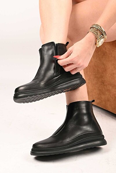 Bestello Bağcıksız Fermuarlı Termo Taban Hakiki Deri Comfort Bot 336-01240 Kadın Bot