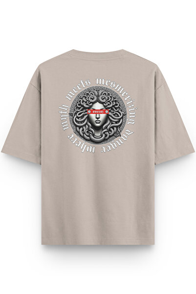 Overoz Μπλουζάκι Medusa Back με τύπωμα Semi oversized Stone Color 1398