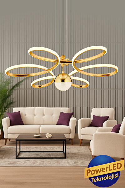 Luna Lighting Suyolu Gold Metal Mutfak Salon Oturma Yatak Odası Modern Led Beyaz Işık Avize