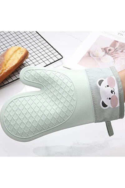 PUFO Baking silicone oven mitt for grill or oven, lined, 28 cm, green