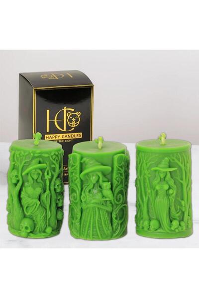 Happy Candles Lumanari din ceara de albine, Set Vrajitoare, Halloween