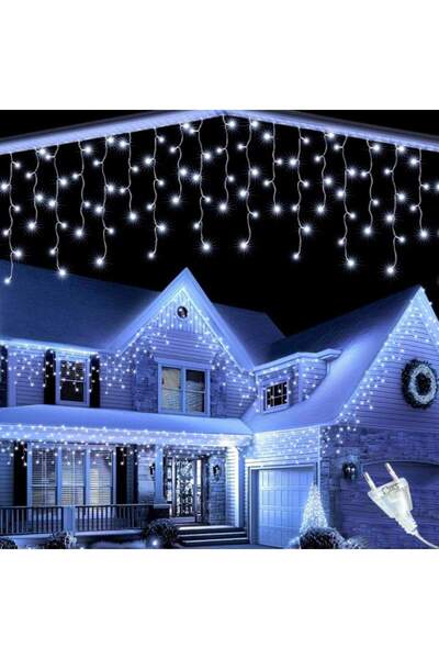 SIKS Instalație brad de Crăciun, 5 m, 110 LED-uri, cablu transparent, interco...