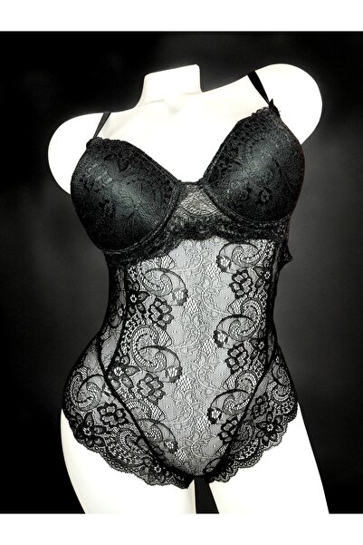 CLOVER JEWELRY Siyah Dantelli Şık Body (bodysuit) – Zarif ve Sexsiy Tasarım