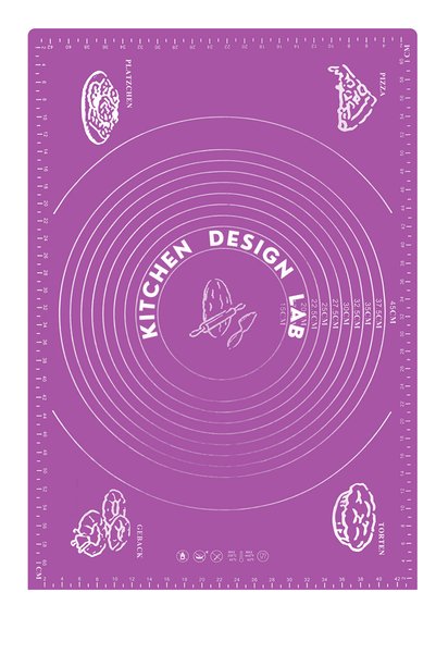 Atlas Mutfak Purple 45x65 Cm Silicone Dough Rolling Mat, Steel Flour Sieve and Dough Roller with Wooden Handle