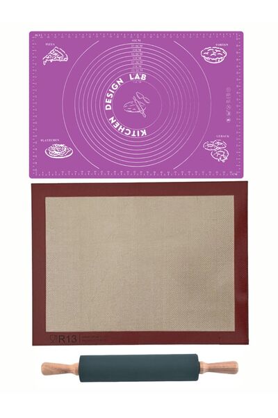 Atlas Mutfak 1.حصيرة خبز الفرن من الدرجة، حصيرة لف العجين باللون الأرجواني مق...