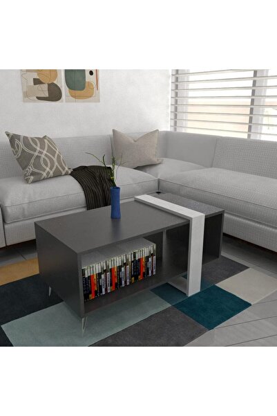Stylish Home طاولة وسط قهوة صغيرة ابيض ورمادي مودرن - CT19