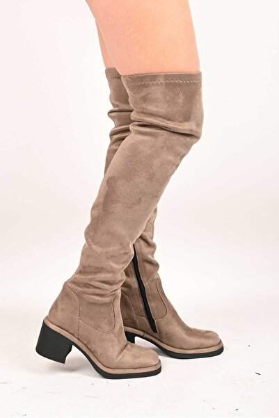 Bestello Laceless Stretch Detailed Thermo Sole Genuine Leather Boots 336-1236 Women's Boots