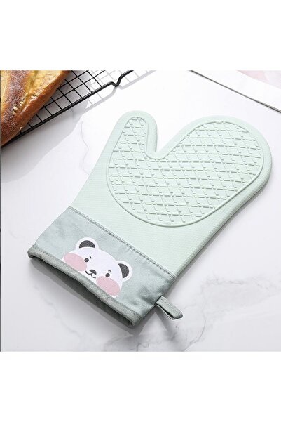 PUFO Baking silicone oven mitt for grill or oven, lined, 28 cm, green
