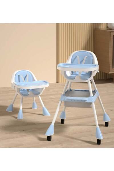 Fun Moment 2-in-1 Portable Foldable Waterproof High Chair with Wheels and Safety Belt
