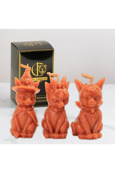 Happy Candles Lumanari din ceara de albine, Set Pisicile Demonice, Halloween