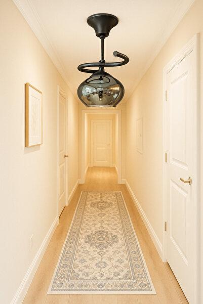 KUZENLER Siyah Metal Gövdeli Tekli Füme Camlı Modern Avize | E27 Duy | Şık Tavan Aydınlatması