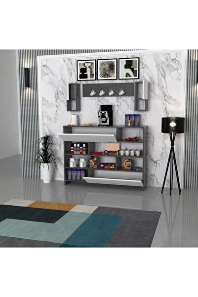 Stylish Home كوفي كورنر خشب ابيض ورمادي موردن - RC04