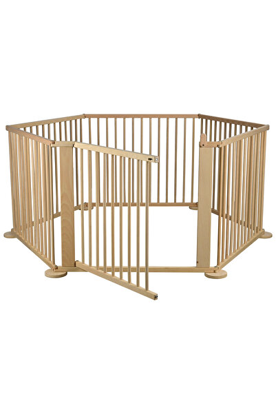 Primii Pasi Children's playpen 6 sides H87xL70 cm, made of solid beech, gate with locking system