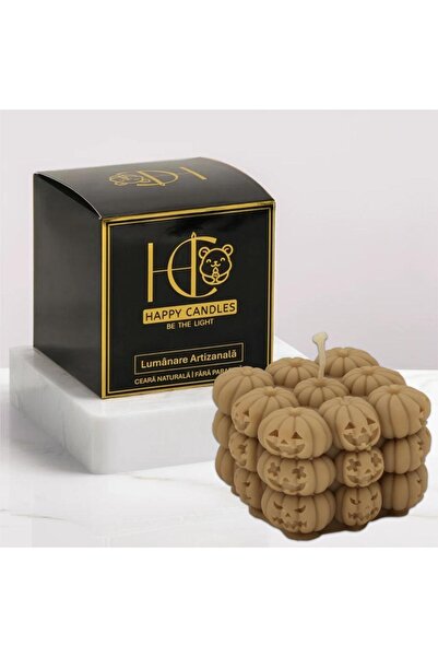 Happy Candles Lumanare parfumata din ceara de soia, Cub de Dovleci, Placinta de dovleac, Halloween