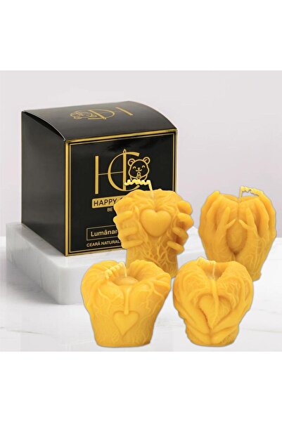 Happy Candles Lumanari din ceara de albine, Set Inimi Bantuite, Halloween