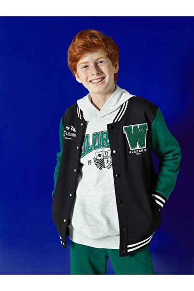 LC Waikiki Rahat Kalıp Nakışlı Erkek Çocuk Kolej Ceket (W3)