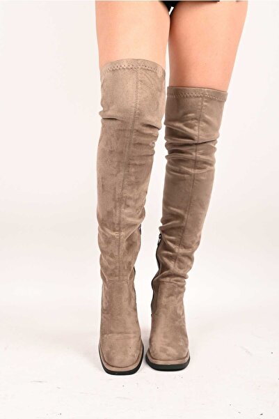 Bestello Laceless Stretch Detailed Thermo Sole Genuine Leather Boots 336-1236 Women's Boots