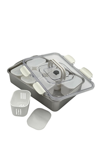 B&D ACRYLIC LID AND STAINLESS STEEL CONTAINER 33.7X23.7X8.8CM