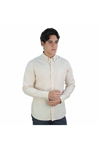 Giordano قميص رجالي بقصّة Slim Fit: 100% قطن بوبلين، بأكمام طويلة