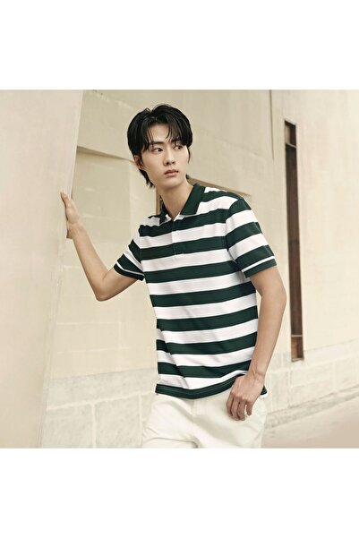Giordano Men’s Slim Fit Striped Cotton Pique Polo Shirt | Korea Collection