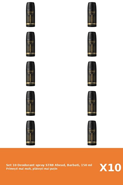str8 Set of 10 Ahead Deodorant Spray, Men, 150 ml