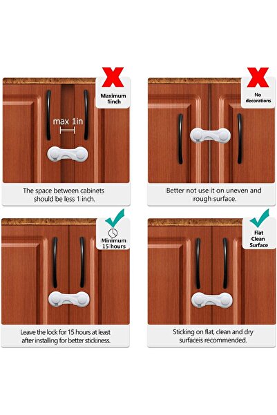 RADIOTRONICS 6-Pack Baby Safety Locks - Childproof Cabinet & Drawer Latches (White)
