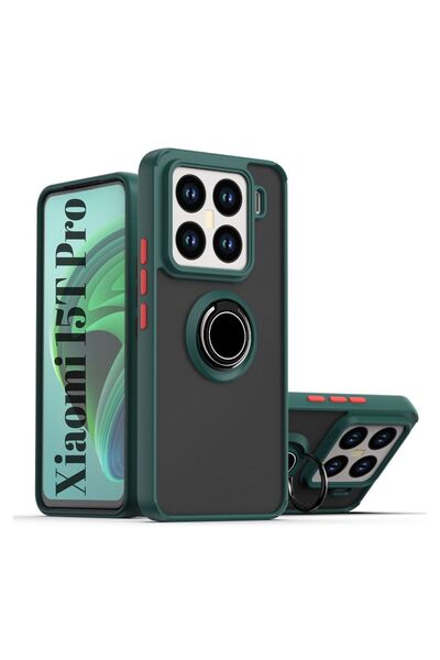 HANPORIUM غطاء متوافق مع هاتف Xiaomi 15T Pro مع حامل حلقي وحماية إضافية من ال...