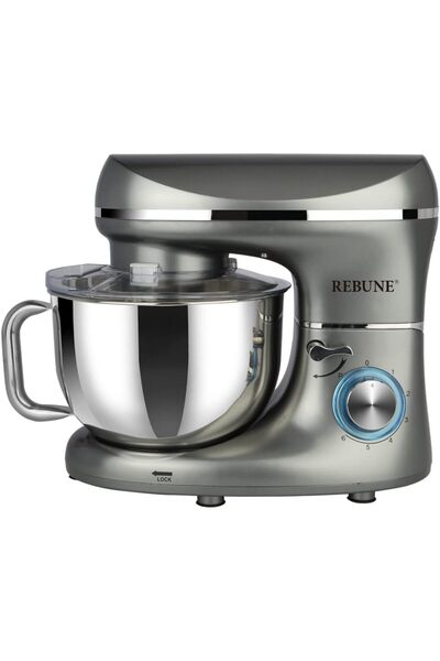 rebune RE-2-097 خلاط قائم، 5.5 لتر، خلاط طعام برأس إمالة 6 سرعات، 1100 واط (رمادي)
