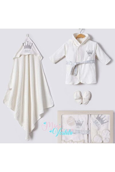 MiniVestito طقم روب حمام للأطفال من بيبي كينج مكون من 3 قطع (0-1 سنة)