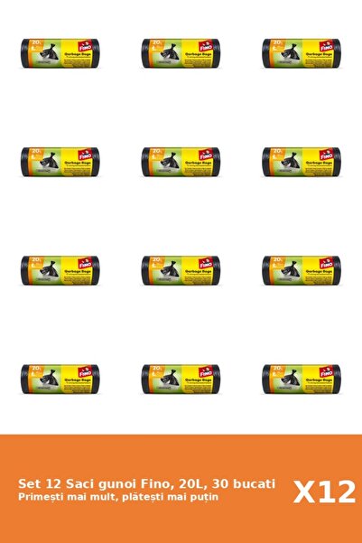Fino Set 12 Saci gunoi Fino, 20L, 30 bucati