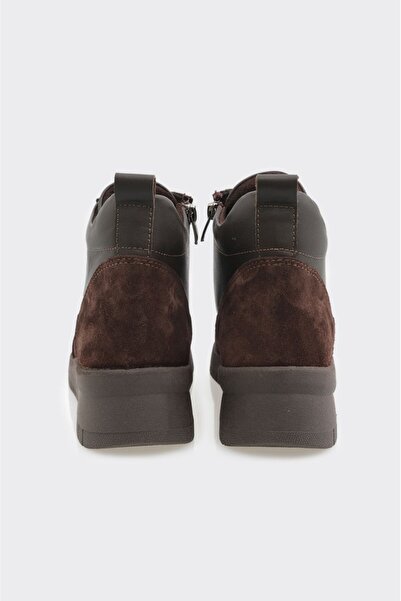 derinet Hakiki Deri Bağcıklı Fermuarlı Kadın Bot