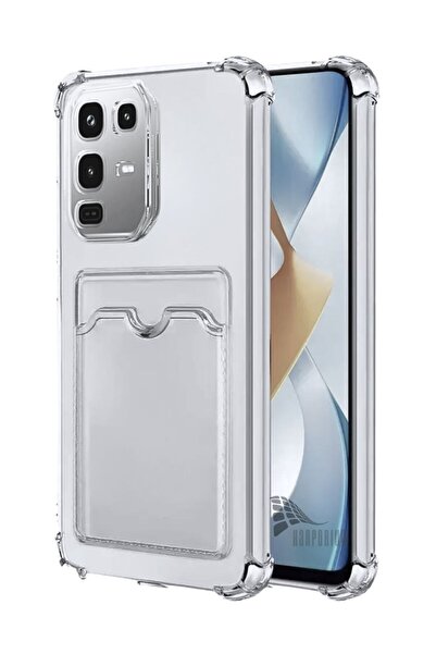 HANPORIUM Infinix Note 50 Pro Uyumlu Kartlıklı Kılıf - Köşe Korumalı Cüzdanlı Silikon Kapak - Şeffaf
