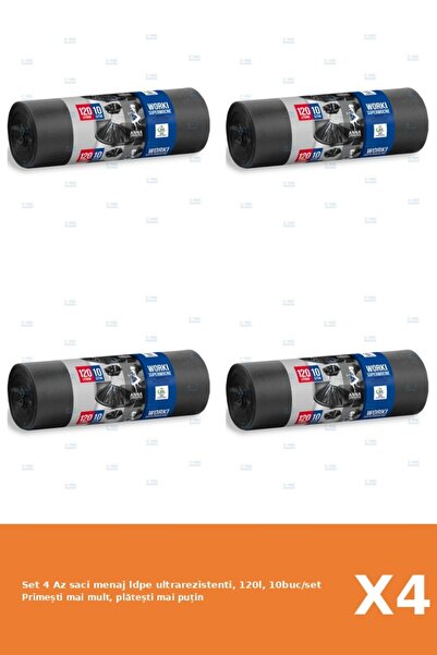 Az Set 4 saci menaj ldpe ultrarezistenti, 120l, 10buc/set