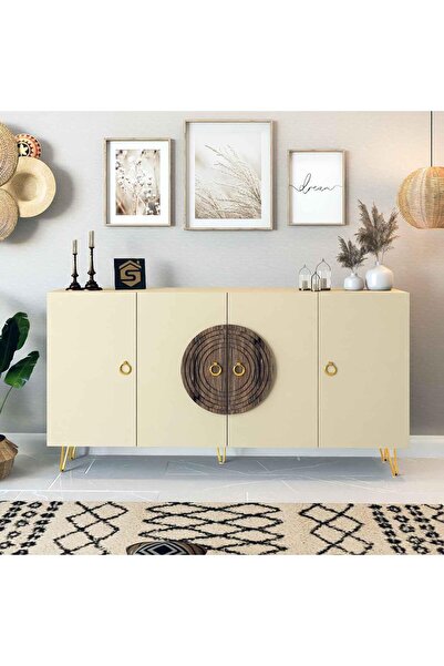 Stylish Home Modern beige and brown buffet or entrance console - MD11