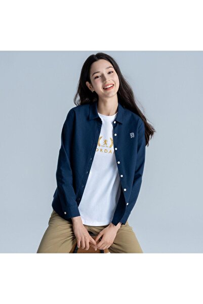 Giordano Women’s Slim Fit Cotton Oxford Shirt | Acute Collar with Embroidery