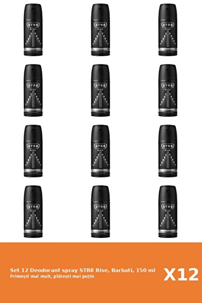 str8 Set of 12 Rise Deodorant Spray, Men, 150 ml