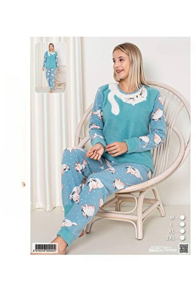 Hirazenmoda Welsoft Kadın Pijama Takımı – Polar Sıcak Tutan Peluş Kumaş, Kışlık Ev Giyimi