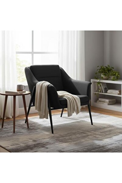 Family Ship Single fabric chair with sturdy base - Black