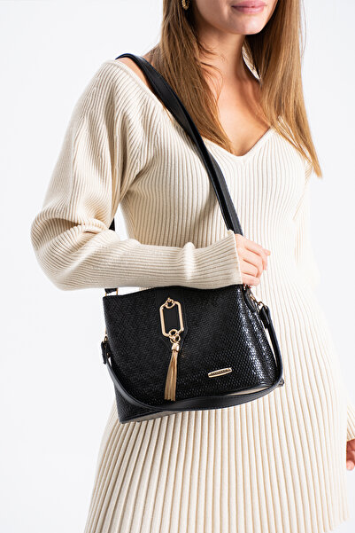 Sanmorris Sargınlar Kadın Uzun Askılı 4 Bölmeli Gold Aksesuarlı Sade Şık Omuz...