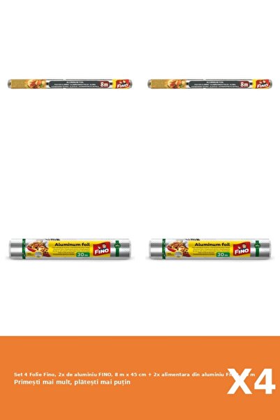 Fino Set 4 Folie Fino, 2x de aluminiu FINO, 8 m x 45 cm + 2x alimentara din a...